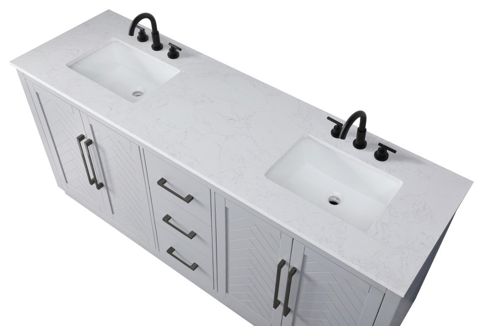 Home Living 72" Double Bathroom Vanity, Grey