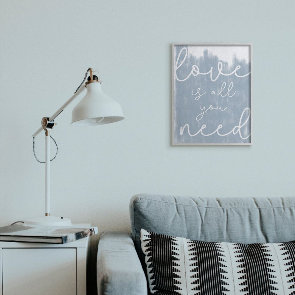 Whimsical Love Is All You Need Script Blue White Quote,1pc, each 16 x 20