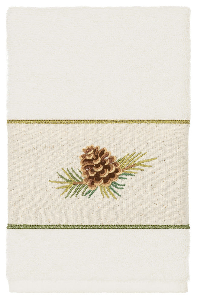 Linum Home Textiles Turkish Cotton Pierre 3-Piece Embellished Towel Set, Cream