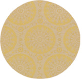 Unique Loom Yellow Medallion Outdoor 6' Round Rug
