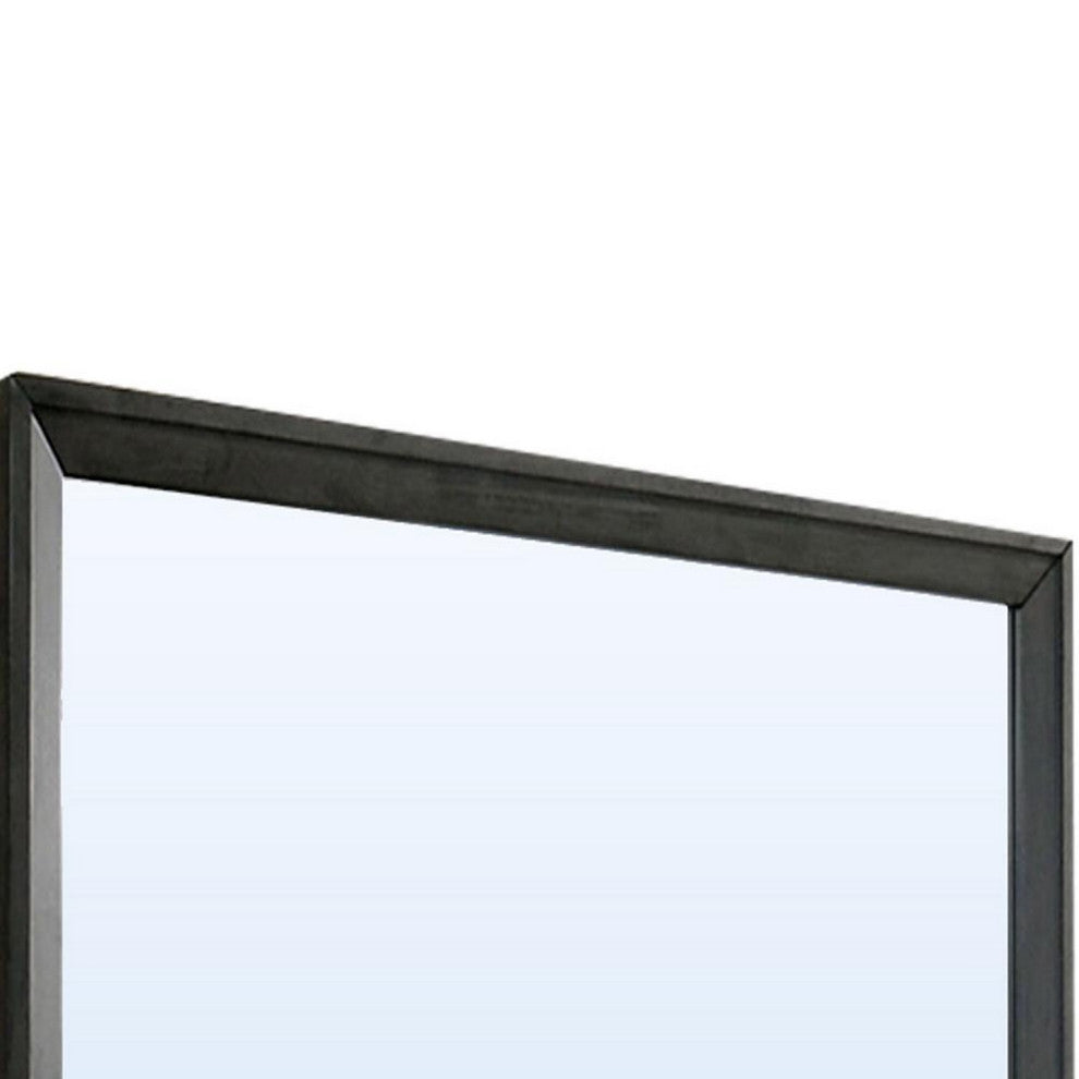 Benzara BM235481 45" Rectangular Wooden Frame Contemporary Mirror, Gray