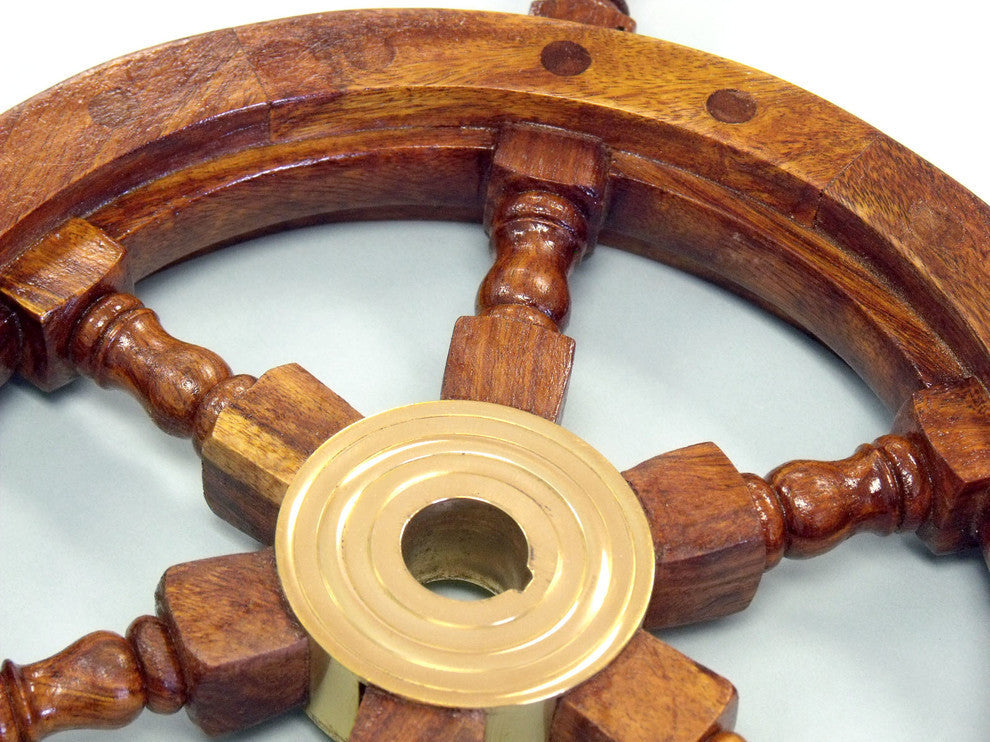 Decorative, Wooden Ship Wheel, Antique, 15"