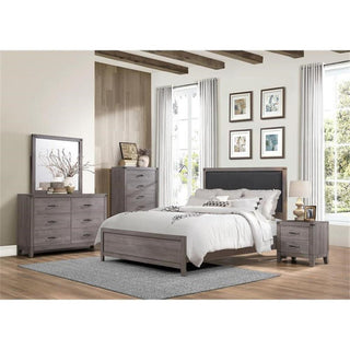 Lexicon Woodrow Contemporary Upholstery Headboard Wood Full Bed in Gray/Black