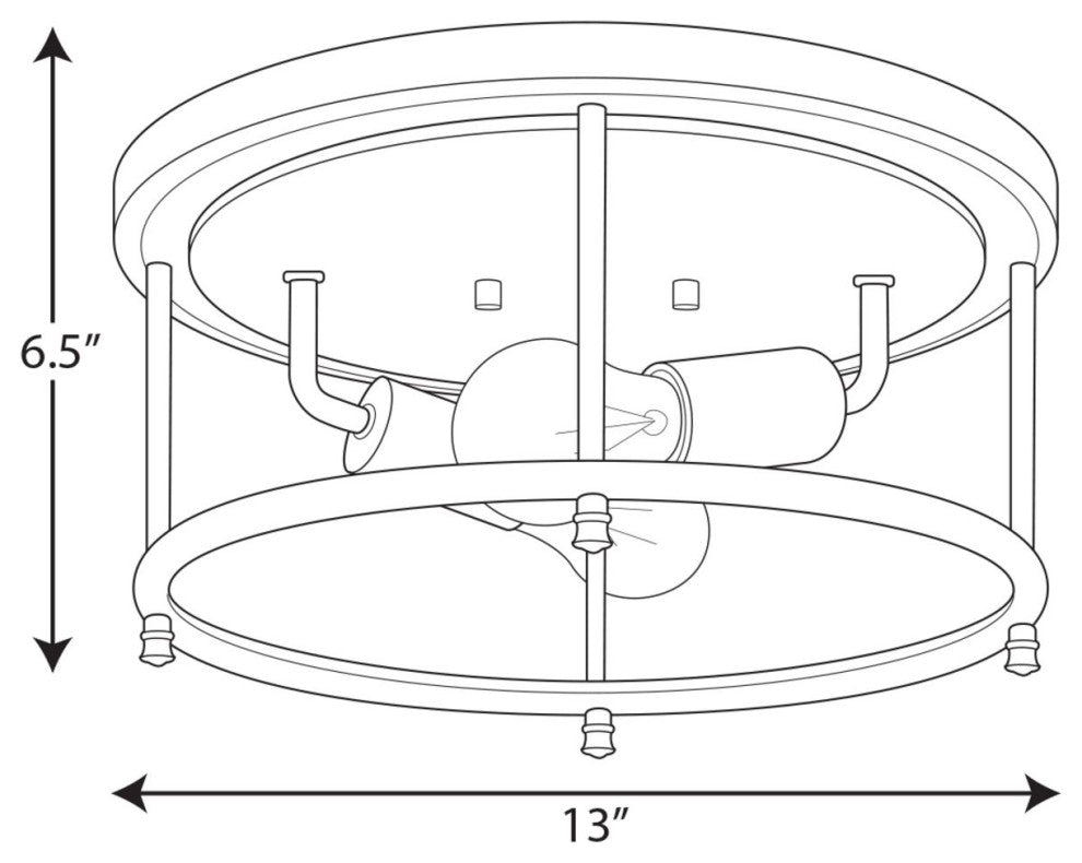 Durrell Collection 2-Light Brushed Nickel 13" Flush Mount