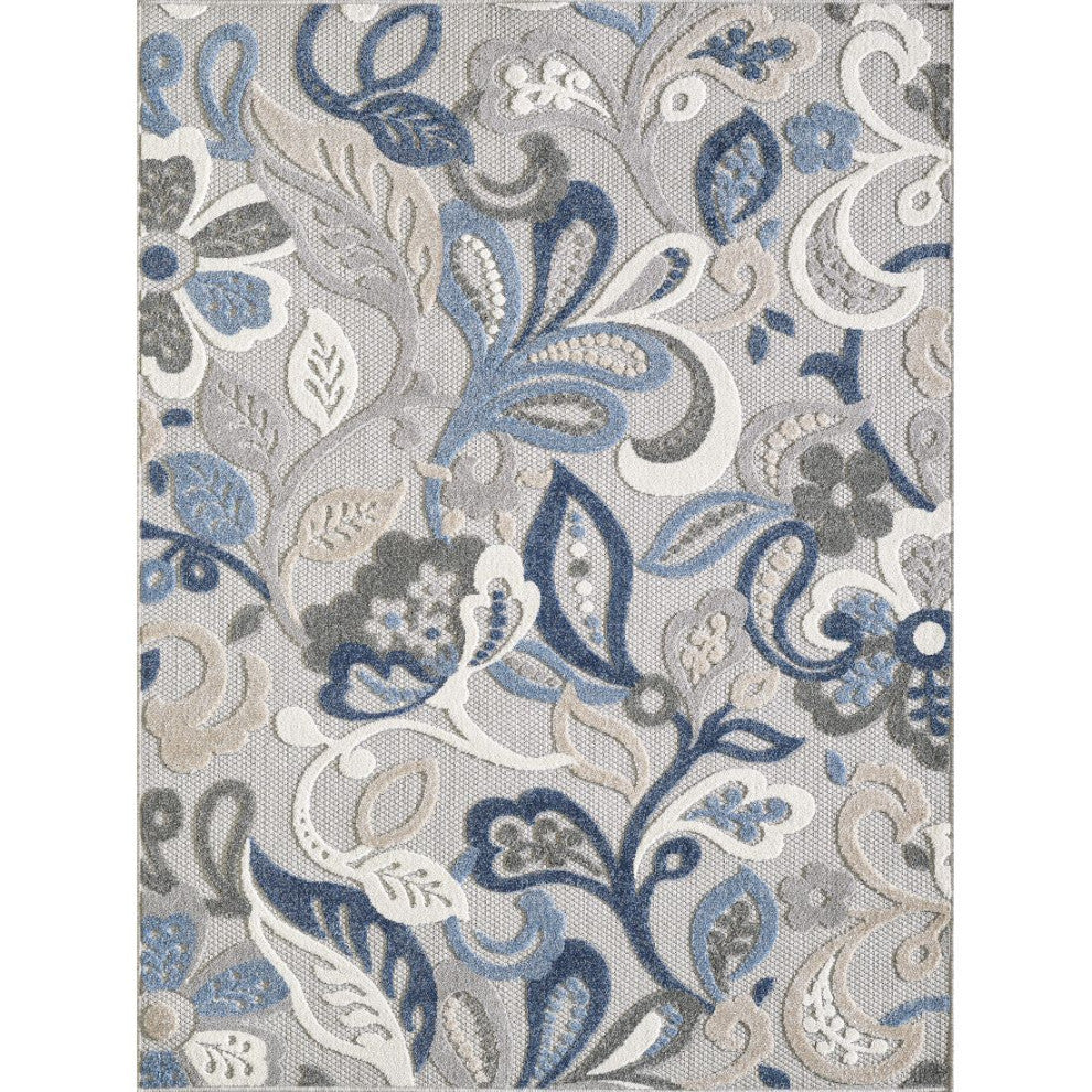 KAS Calla 6922 Grey/Blue Leila Area Rug, 6'7" x 9'