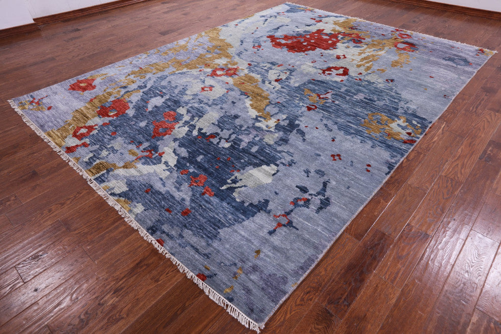 Modern Hand Knotted Wool Rug 8' 10" X 12' 1" Q8984