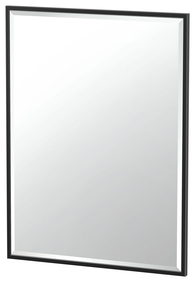 Flush Mount Framed Rectangle Wall Mirror, Matte Black, 32.5