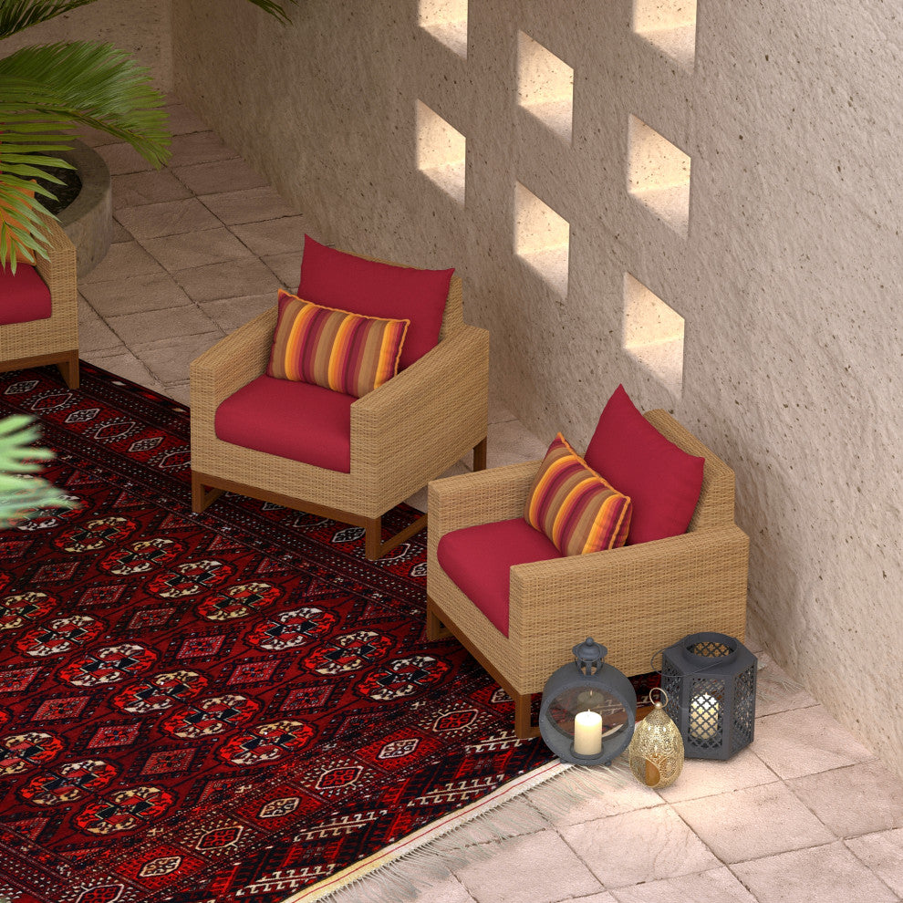 Mili 2 Piece Sunbrella Outdoor Patio Club Chairs, Sunset Red