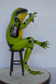 Comedic Green Frog bronze statue - Size: 25"L x 20"W x 30"H.