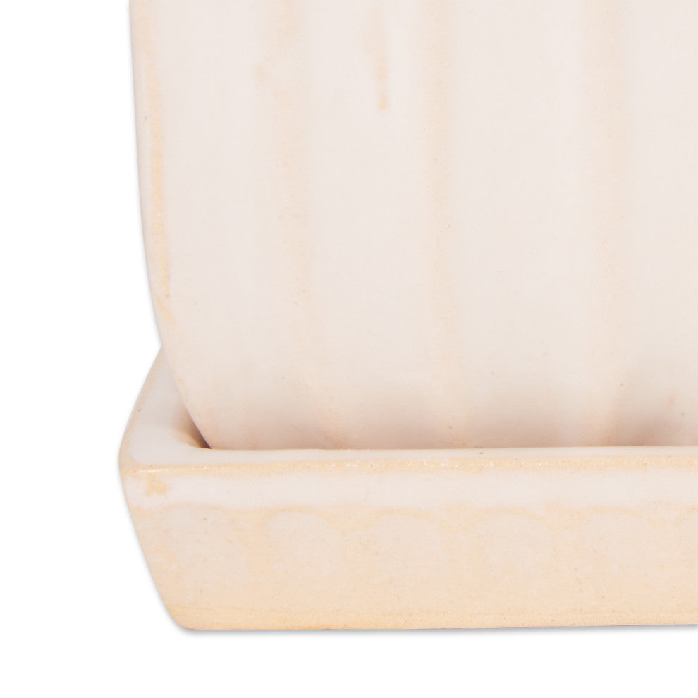 White Square Ceramic Small Planter (Set of 3)