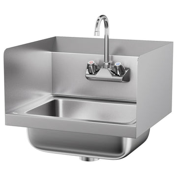Costway Stainless Steel Hand Washing Sink NSF with Faucet and Side Splashes
