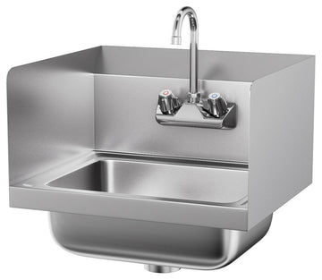 Costway Stainless Steel Hand Washing Sink NSF with Faucet and Side Splashes