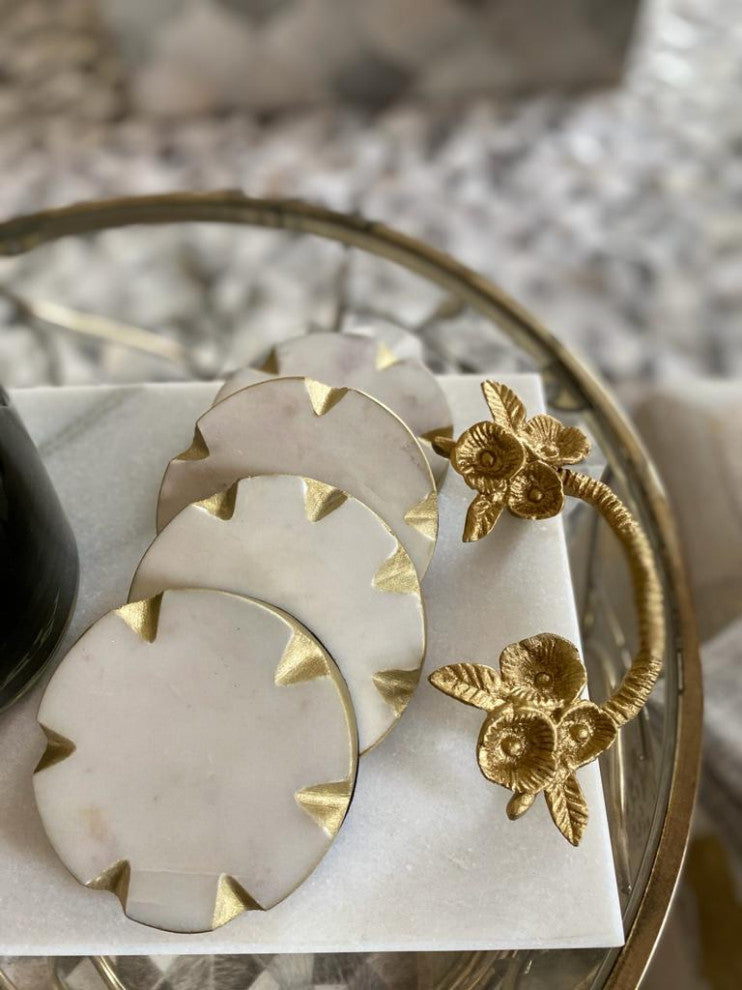 Marble Coaster Set of 4 with Gold Edged