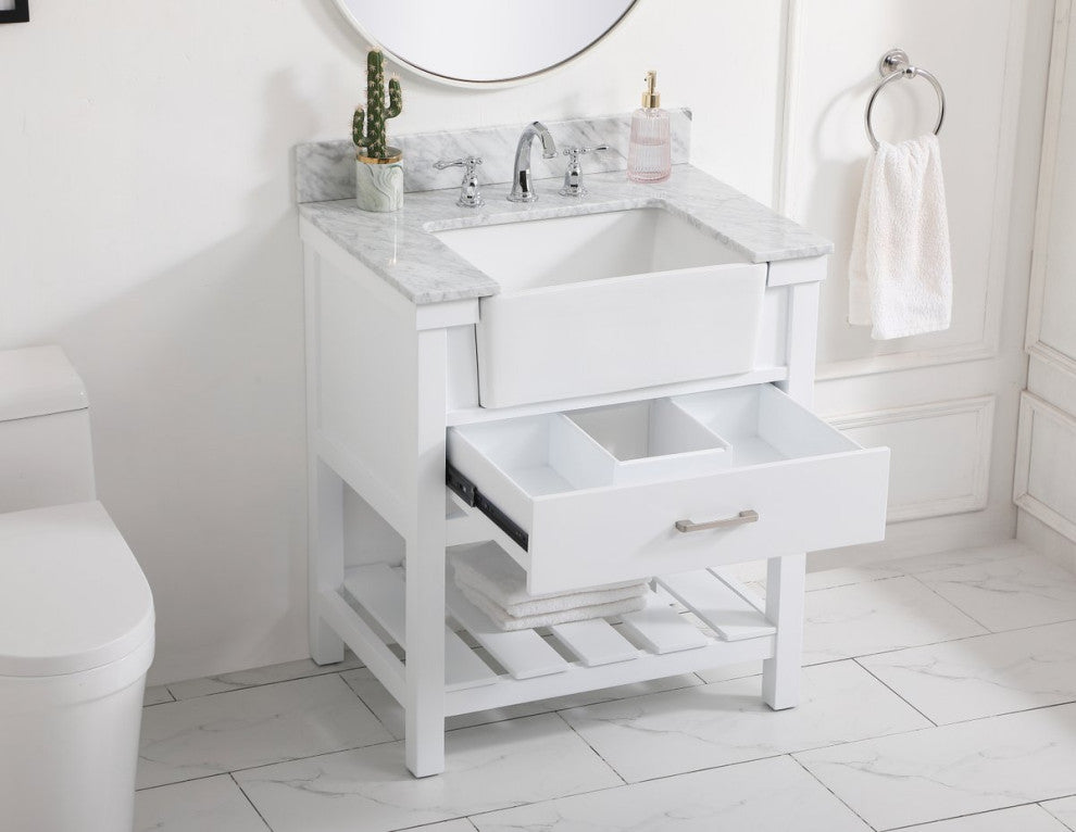 Home Living 22" Farmhouse White-Light Bathroom Vanity