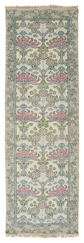Weave & Wander Bennet Gray/Multi 2'6"x8' Hand Knotted Area Rug