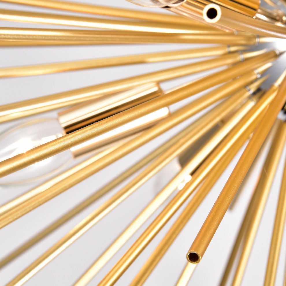 Sami Sputnik Shiny Chrome and Frosted Brass Industrial Chandelier