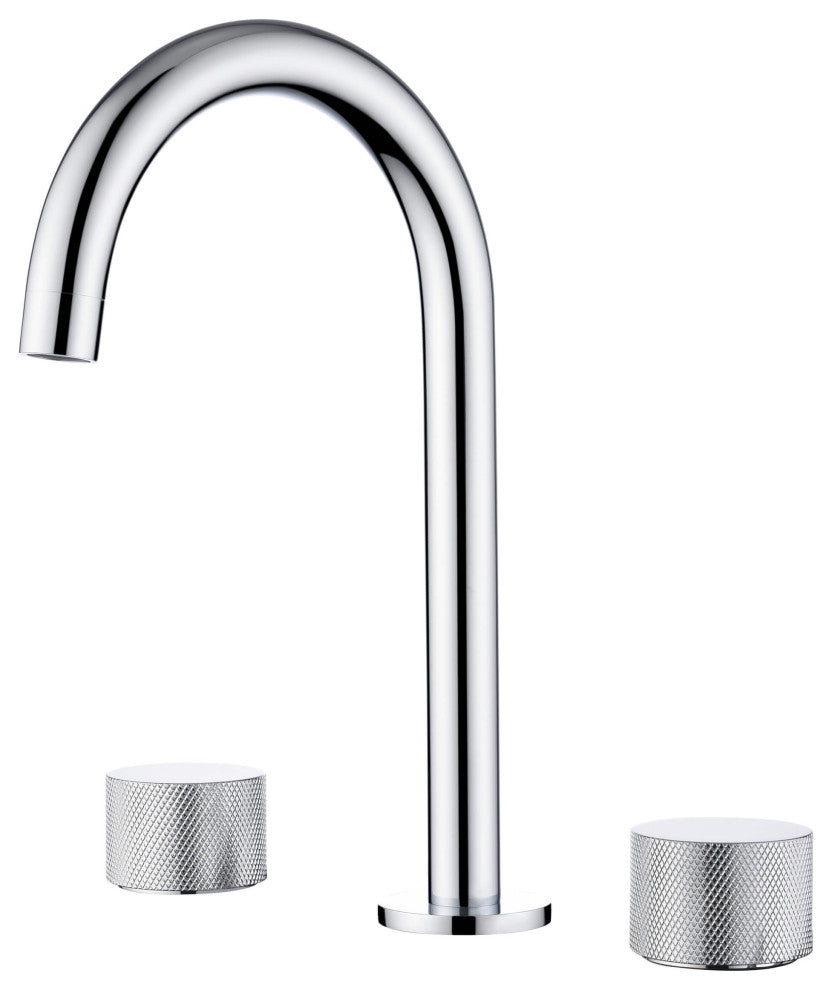 Circular X 8" Bathroom Sink Widespread Faucet with Drain Assembly, Chrome
