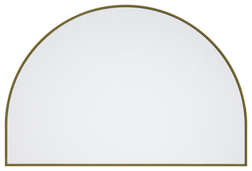 48" W X 32" H Arch Shape Stainless Steel Framed Mirror, Satin Brass