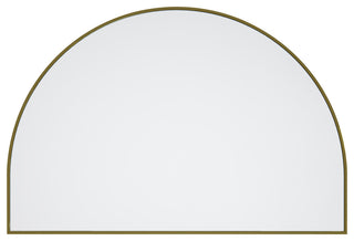 48" W X 32" H Arch Shape Stainless Steel Framed Mirror, Satin Brass