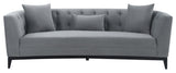 Melange Gray Velvet Sofa with Black Wood Base