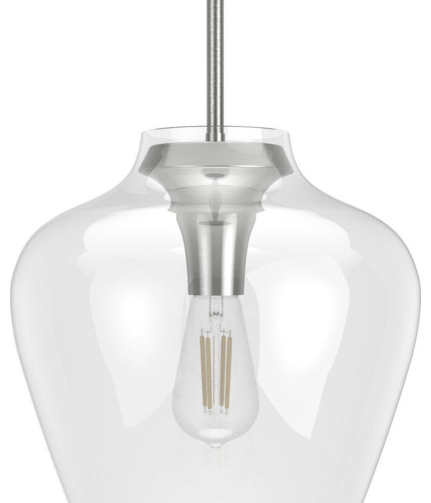 Hunter Vidria Brushed Nickel 1 Light Pendant Ceiling Light Fixture