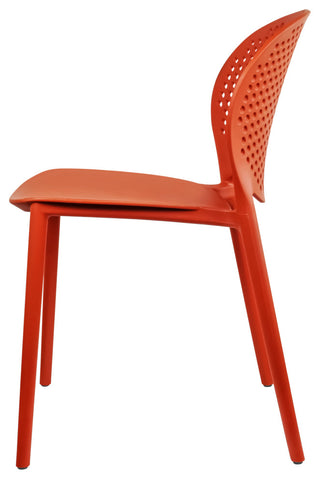 Stackable Plastic Armless Side Dining Chairs Fully Assembled Set of 2, Dark Orange