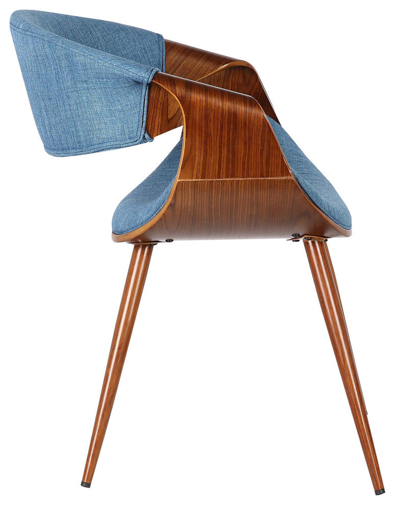 Jerrod Dining Chair, Walnut Finish and Blue Fabric
