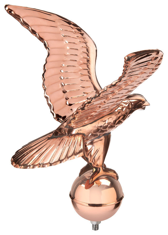Pure Copper Eagle With Ball Flagpole Topper, 16" Wingspan, by Good Directions