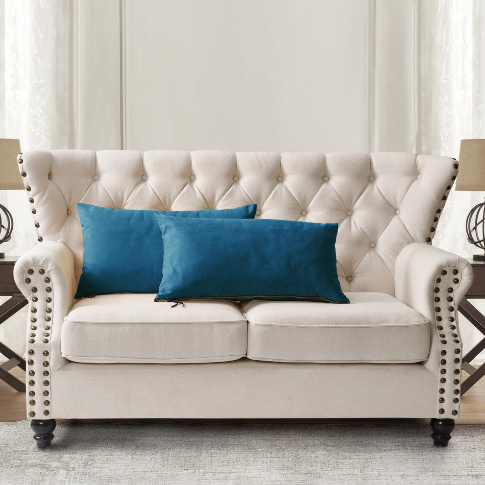Suede Pillow Shell with Big Zipper, Blue Wing Tea, 14x26"