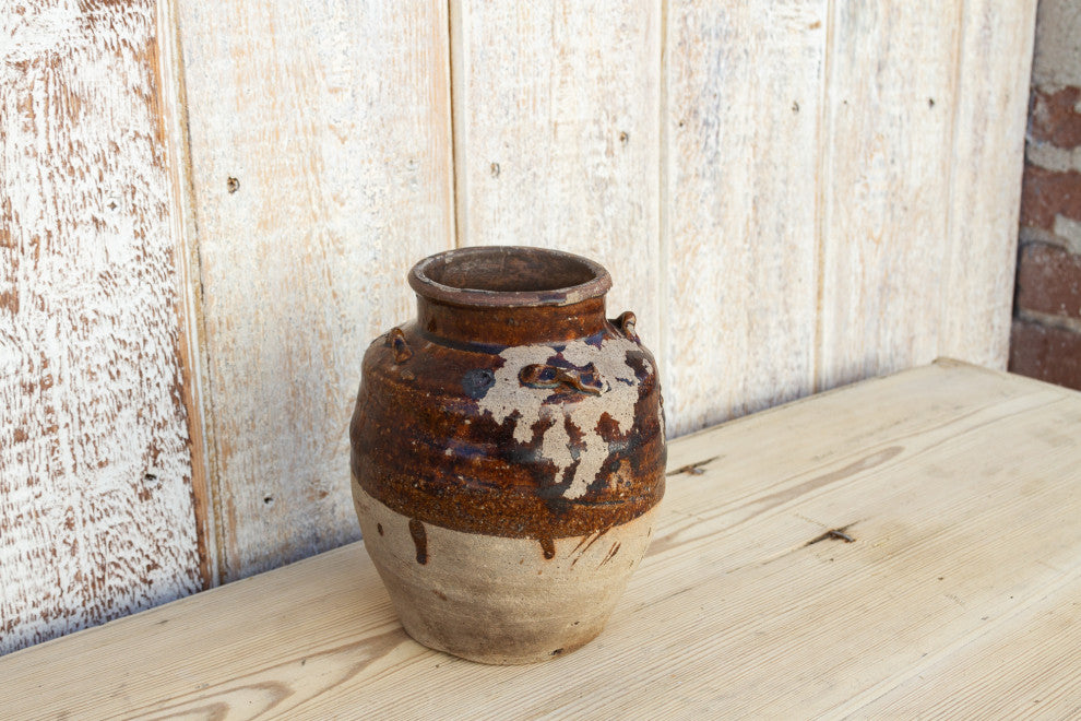 Aged Stoneware Burmese Food Jar
