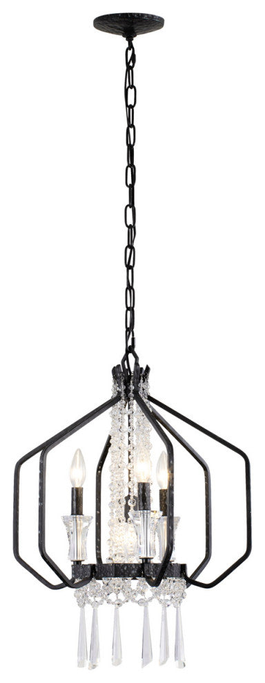 Barcelona 4 Light Pendant in Onyx And Clear