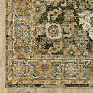 Adeline Bordered Traditional Green/ Gold Area Rug 3'3" x 5'2"