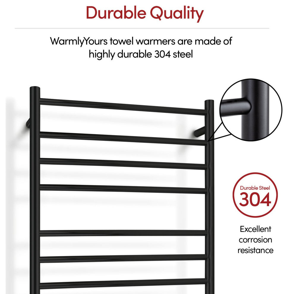Malta Towel Warmer, Hardwired, 11 Bars, Black