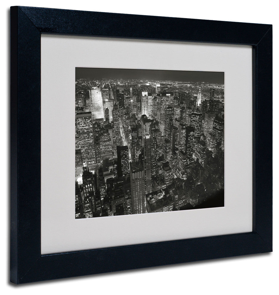 'Night Skyline' Matted Framed Canvas Art by Chris Bliss