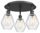 Cindyrella-3 Light 18" Flush Mount-Matte Black, Seedy Glass Shade