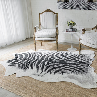 Erin Gates by Momeni Acadia Zebra Black Hand Woven Wool Area Rug 5'3"x7'10"
