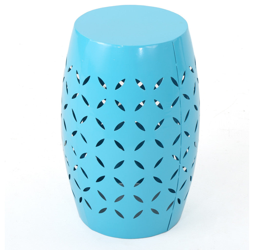 GDF Studio Joyce Lace Cut Iron Accent Table, Blue