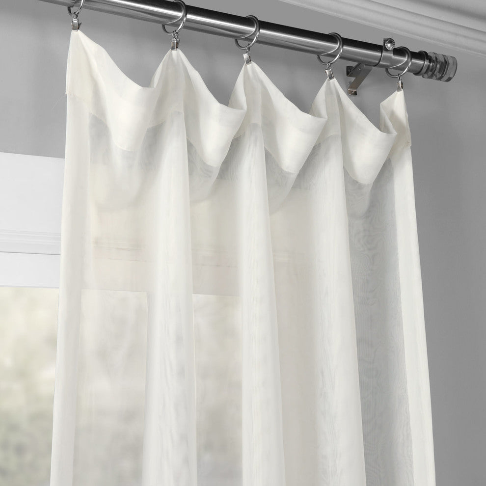 Signature Off White Sheer Curtain Single Panel, 50"x120"