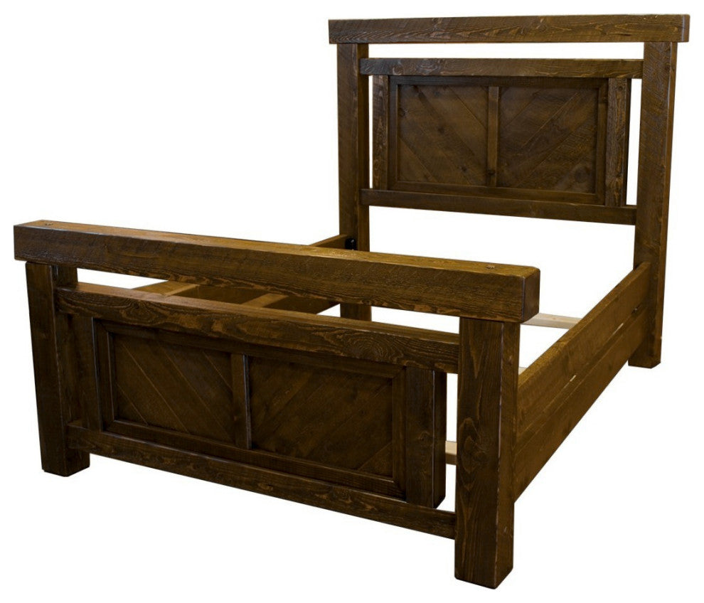 Barnwood Style Timber Peg Panel Bed, Woodland Smoke, King