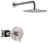 CASAINC 10" Round Wall Mounted Rainfall Luxury Shower System Kit, Brushed Nickel