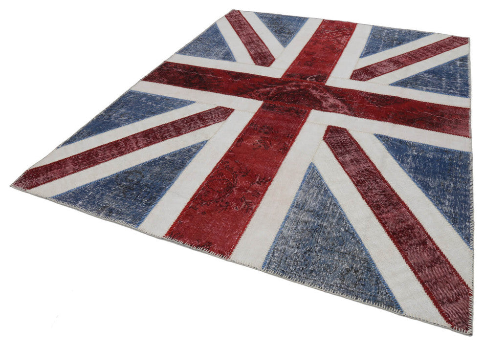 Rug N Carpet - Hand-knotted Oriental 8' 1'' x 10' 0'' Flag Patchwork Rug