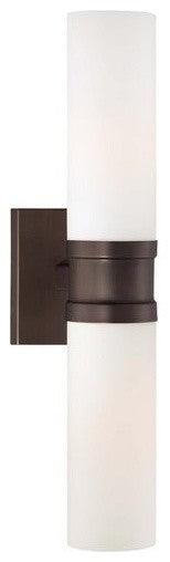 2-Light Wall Sconce, Copper Bronze Patina With Etched Opal Glass