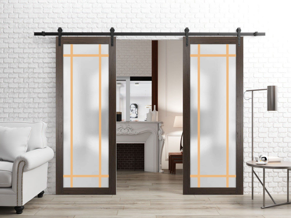 Sturdy Double Barn Door 56 x 96 | Planum 2113 Chocolate Ash  | 13FT