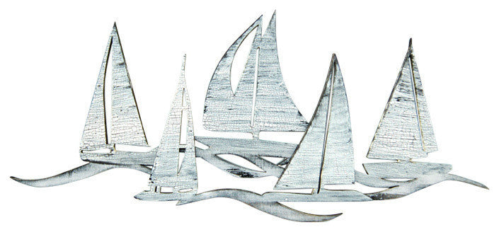 Sailing Fleet Costal, Wooden Wall Decorative Art, Large