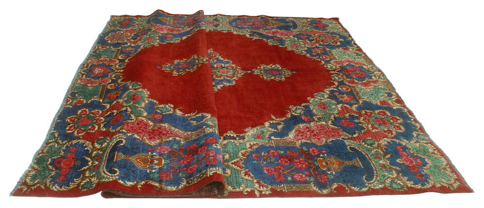 Fine Vintage Distressed Mamlaka Red/Green Rug, 10'5x12'8