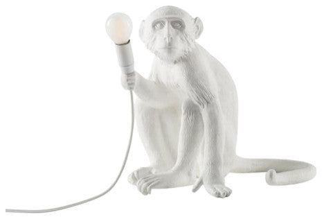 Sitting Monkey Table Lamp, Black