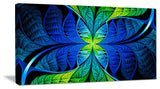 Blue Green Fractal Stained Glass, Oversized Abstract Canvas Art Print, 60x28
