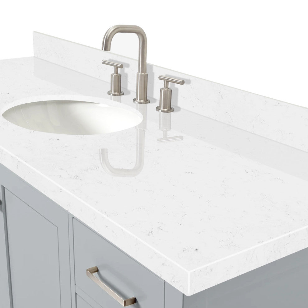Ariel Cambridge 60" Single Sink Vanity, Carrara Quartz, Oval