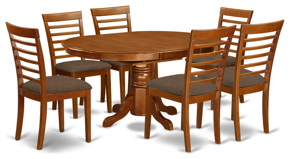 7 Pc Dining room set-Oval dinette Table with Leaf and 6 Dining Chairs