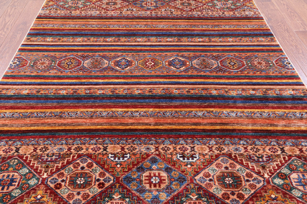 Hand-Knotted Super Kazak Khorjin Rug 5' 9" X 7' 7" Q7441
